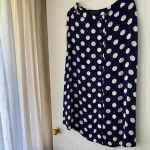 Long polkadotted polkadot maxi skirt, dark blue navy black polka dots skirts